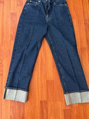 Club Monaco Denim Jeans in Indigo and Tan Stitching